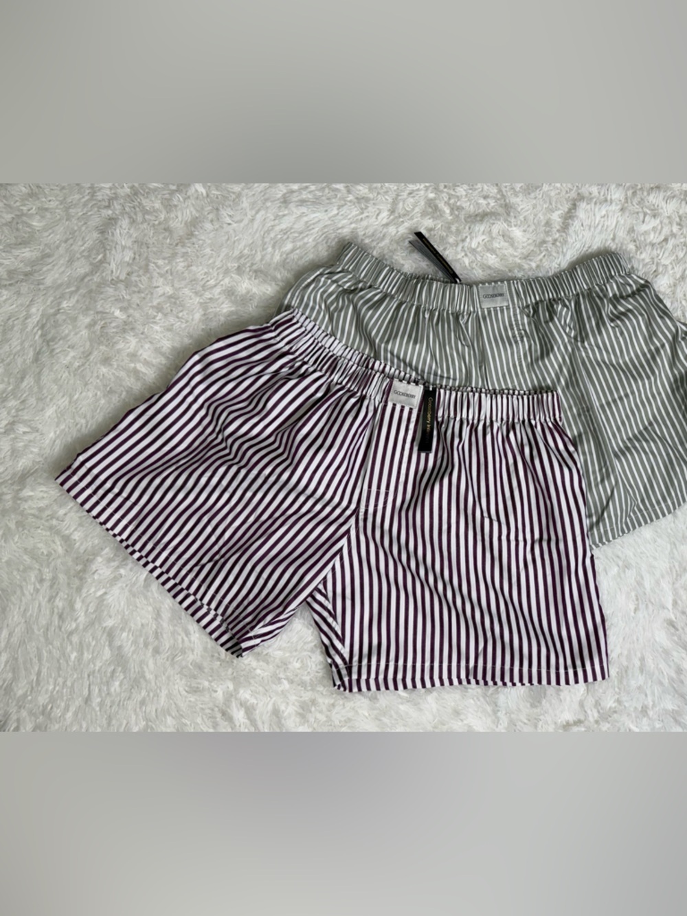 Gooseberry Intimates Boxer Shorts Set – 2 Pairs Striped (Sage & Plum) Size M NWT
